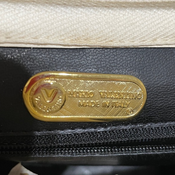 Mario Valentino White Textured Clutch with Gold Accents - Picture 13 of 15